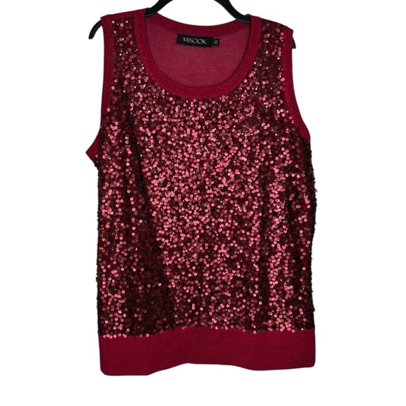 Misook | Tops | Misook Sequin Glitter Thread Raspberry Lightweight Tank ...